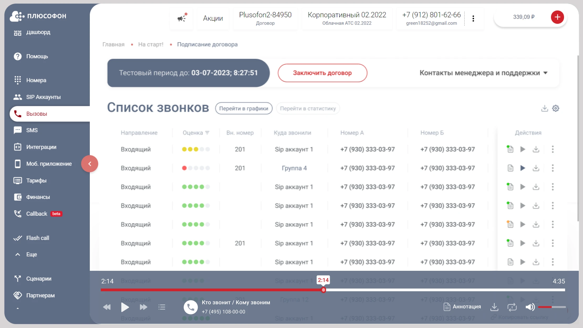 Настройка виртуальной АТС